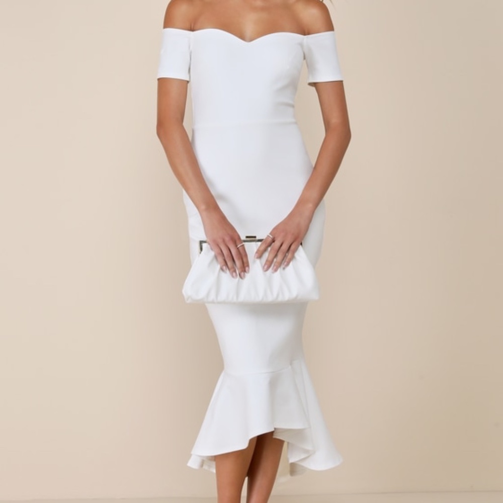 NWT XL Lulus How Much I Care White Off-the-shoulder Dress